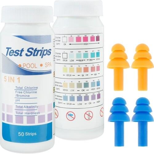 100 5 In 1 Swimming Pool PH Test Paper Residual Chlorine Value Alkalinity Hardness Test Strip PH Tester Pool Cleaner Accessories