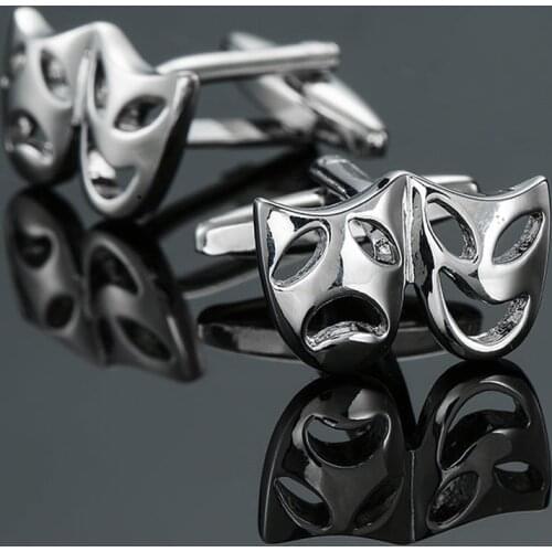 High quality mens shirt cuff links fashion suit classic jewelry smile and cry expression cuff links lawyer business shirt badge