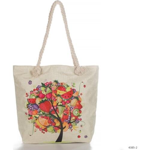 Womens Fruit Rope Handbag Pineapple Printed Pattern Travel Bag Large Capacity Shopping Bags