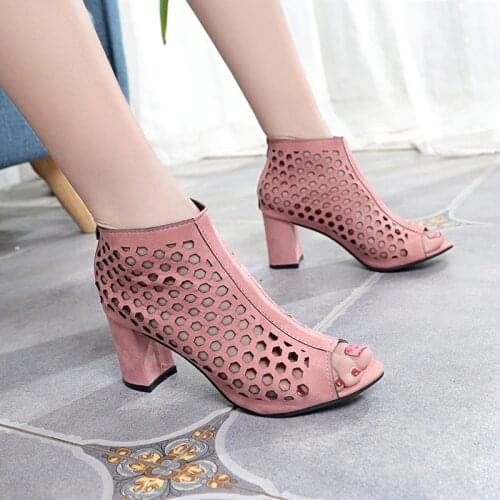 2021 new Brand Elegant Office Lady Comfortable Rome Style Block High Heels Summer Sandals Shoes Women Summer Booties