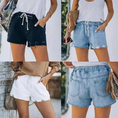 Womens denim shorts 2021 new summer womens button prosthetic leg jeans shorts casual womens high waist loose version 3 color