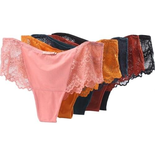 Womens Underpants Soft Cotton Panties Women lace Color Briefs Striped Panty Sexy Lingerie female Underwear Women Intimate M-XXL
