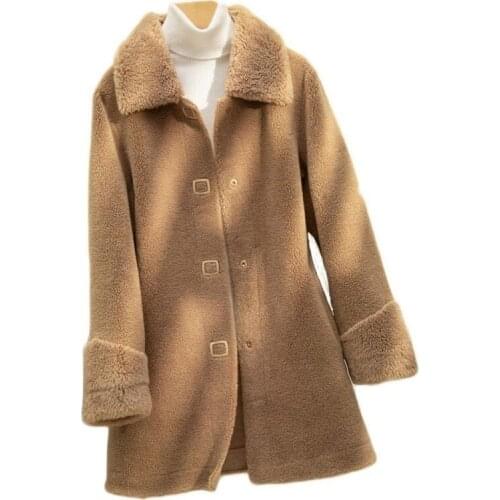 2021 Autumn Winter Clothes Womens Coat Real Lamb Fur Fleece Sweater Cardigan Women Korean Natural Sheep Shearing Jacket X538