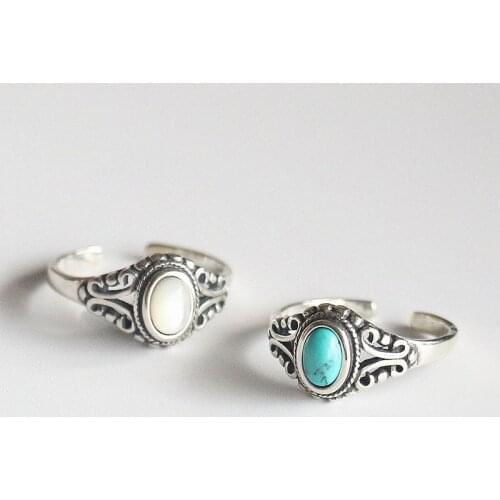 Turquoise Ring S925 Sterling Silver Rings for Women Ring Fine Jewelry New Opening Female Anniversary Rings Gifts for Mother
