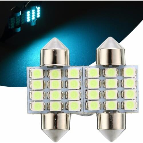 1 Pair Auto Interior Doom Lamp 31mm Festoon 12LED 12V Car Interior Dome Map Door Light Bulbs for Car Light Source