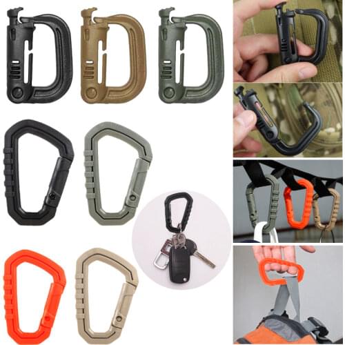 1PCS Grimloc Molle Carabiner D Locking Ring Plastic Clip Snap Type Ring Buckle Carabiner Keychain ITW fastener Bag buckle