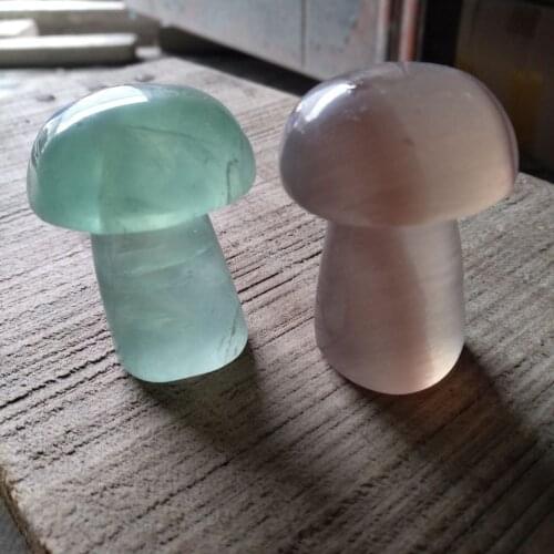 1pcs beautiful hand carved natural quartz crystal stone green fluorite mushroom
