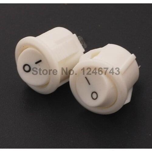 10PCS 16mm Diameter Small Round Boat Rocker Switches White Mini Round 2 Pin ON-OFF Rocker Switch