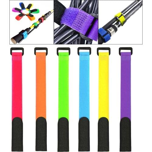 10Pcs Fishing Rod Tie Strap Belt Tackle Reusable Wrap Band Pole Holder Band