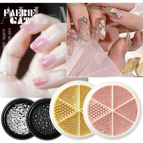 11 Types 6 Grids Nail Art Tiny Steel Caviar Beads 0.8-3mm Mixed Size 3D Design Rose Gold Jewelry Accessories Manicure DIY Decor