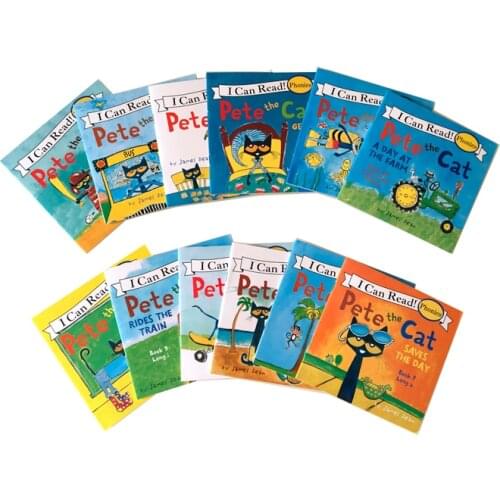 Random 4 Books 13x13cm Picture Books For Kids Children Baby English Pete Cat Series Storybook Child IQ EQ Training Bedtime Story