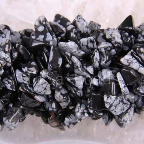 5-8MM Loose Beads Irregular Shape Freeform Chip Natural Stone Black Snowflake Obsidian For Jewelry Making DIY Necklace 35" S035