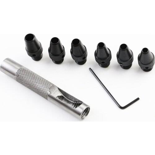 6 Pcs/set High Carbon Steel Interchangeable Belt Punch Leather Punch Diy Leather Tools