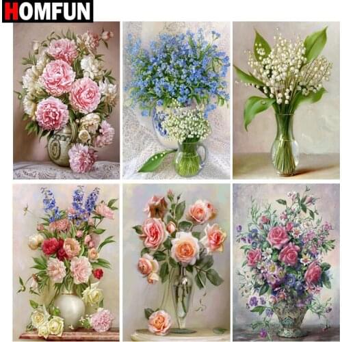 HOMFUN Full Square/Round Drill 5D DIY Diamond Painting "Flower landscape" 3D Embroidery Cross Stitch 5D Home Decor Gift