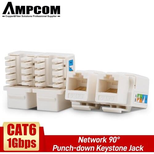 AMPCOM (UL Listed) CAT6 Keystone Jack Snap-in RJ45 Punch-Down Cat.6 Keystone Module Adapter |UTP|Compatible with CAT6/CAT5e