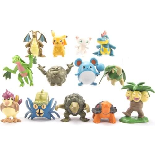 Anime 13 Pcs Pokemon Pikachu Collection Bulbasaur Squirtle PVC Figure Model Doll Ornaments Toys Gift
