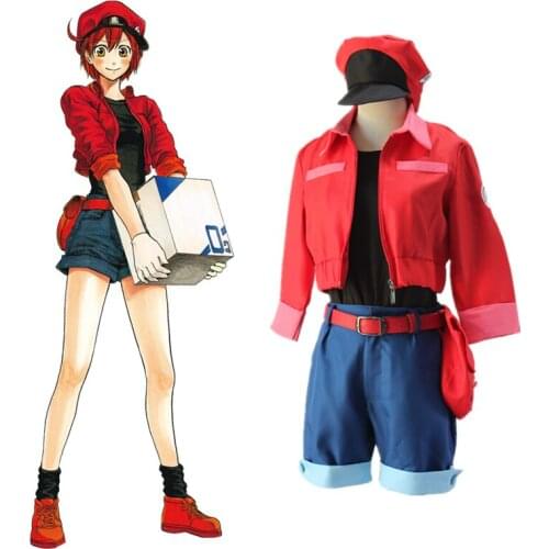 Anime Cells At Work Cosplay Costume Hataraku Saibou Red Blood Cell Sekkekkyu Uniform Full Set