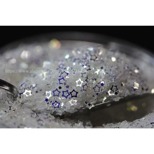 White Holographic Hollow Star Nail Art Glitter Micro Laser Star Flakes 3D Silver Gold Sequins Polish Manicure Nail Decoration