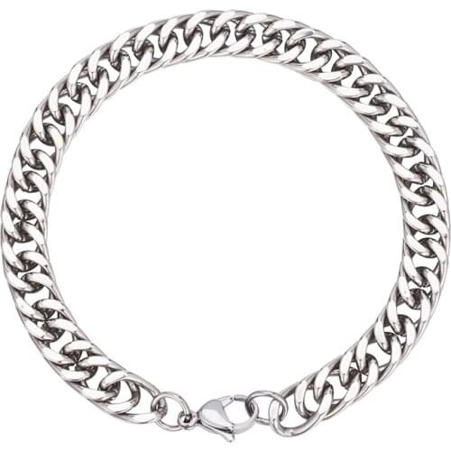 Fashion Chian Bracelet Simple Hand Jewelry Punk 316L Stainless Steel Three Sizes Link Bracelets For Women Men Party