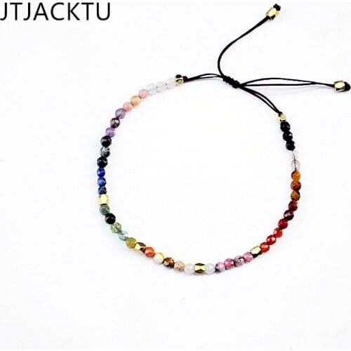 Handmade 12 Chakra Natural Stone Bracelet Nylon Thread Bangle for Women Men Jewelry Bracelet