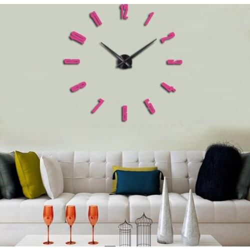 Fashion 3D big size wall clock mirror sticker DIY brief living room decor office hotel wall clock