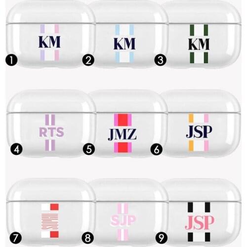 Monogram Initial Stripe Personalized TPU Case For Airpods Pro Earphone Case For Airpods Wireless Bluetooth Case For AirPods 3
