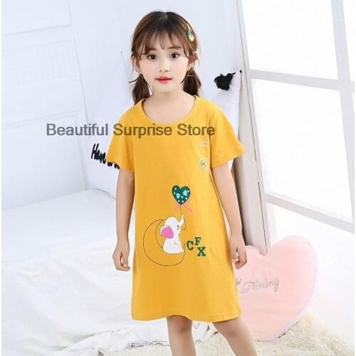Children Cartoon Dress Home Clothing Summer Girl Sleepwear Short Sleeve Pajamas Princess Nightgowns Cotton Pajama Lovely Dress