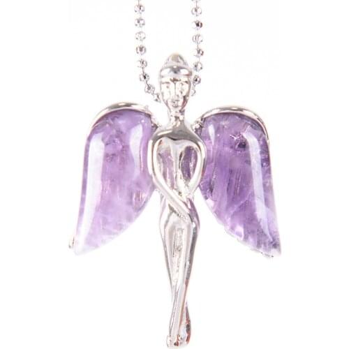 Men & Women Love Gift Natural Crystal Gem Stone Prism Cupid Angel Wings Long Sword Hexagonal Pendants for Necklaces D728-D731