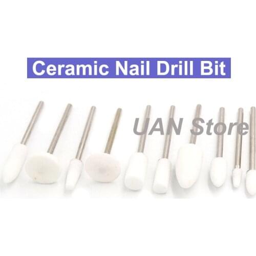 10pc Electric Nail Drill Machine Drill Bit Ceramic Cuticle Clean Burr Nail Drill Bit Rotary Milling Cutter For Manicure Pedicure