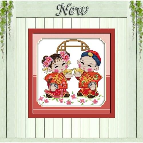 Good luck baby fairy kids paintings counted printed on canvas DMC 11CT 14CT Chinese Cross Stitch kits embroidery needlework Sets