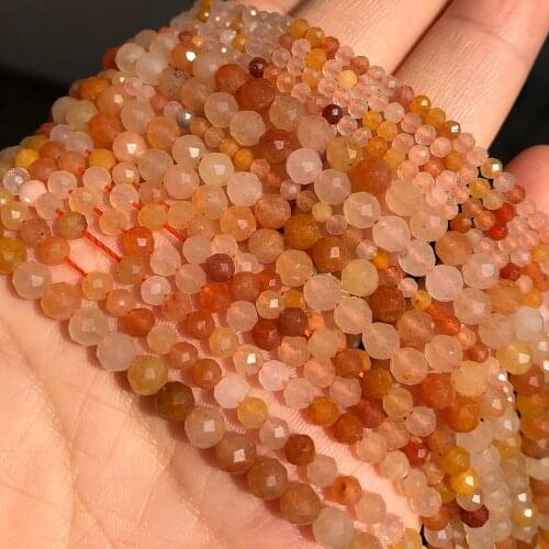 2/3/4mm Faceted Natural Orange Aventurine Jades Beads Loose Rondelle Accessories Beads For Jewelry Making Diy Bracelet Necklace
