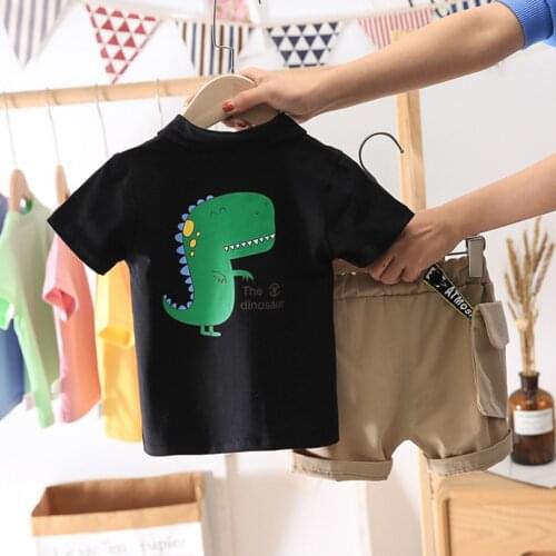 Boys Clothing Set Cute Cartoon Print Short Sleeve Shirt Shorts Two-piece Suit Birthday Party Photography Party Clothing