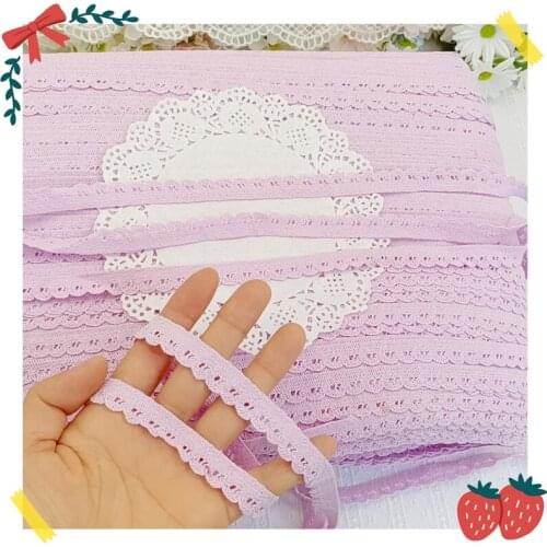 10Yards DIY Lace Trim Stretchy Lace Pink Purple Elastic Lace Fabric Edge Craft Accessories Sewing Lace for Clothing Kneedle Work