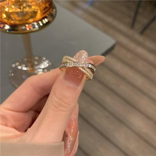 Ins Hot Sale Elegant Zircon Adjustable Rings for Women Delicate 14K Real Gold Plated Wedding Rings