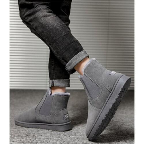 Winter warm and cashmere snow boots mens high boots mens boots cotton shoes mens shoes Korean bread shoes tide shoes