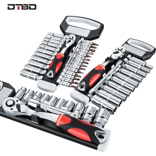DTBD 1/4" 3/8" 1/2"inch Ratchet Wrench Set 72 Teeth Extending Telescopic Ratchet Socket Wrench Tool Plate Ratchet Handle Wrench