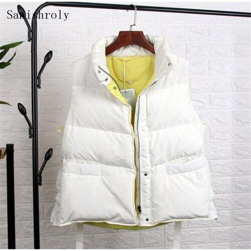 Sanishroly New Women Warm Thicken Down Vest Autumn Winter White Duck Down Coat Parka Female Sleeveless Waistcoat Short Tops S684