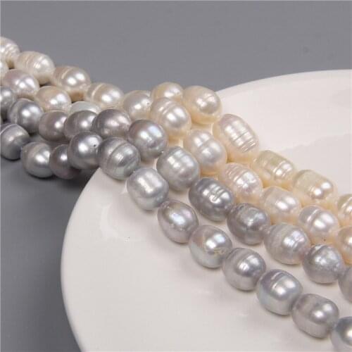 10-11MM Natural Pearl White Silver Color Loose Beads Round Natural Freshwater Pearl Beads for Make Jewelry DIY Bracelet Necklace