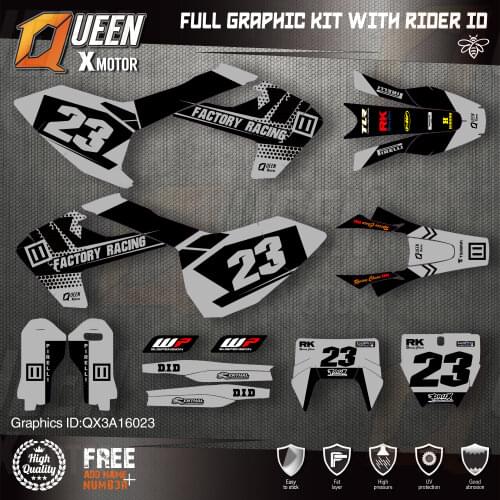 QUEEN X MOTOR Custom Team Graphics Decals 3M Stickers Kit For Husqvarna Decal 2016-18 TC FC TX FX FS 17-19 TE FE 125-450CC 023