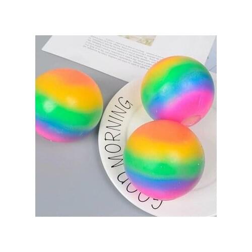 Rainbow flour ball tpr elastic tension soft rubber ball stress ball decompression pinch music slow rebound toy