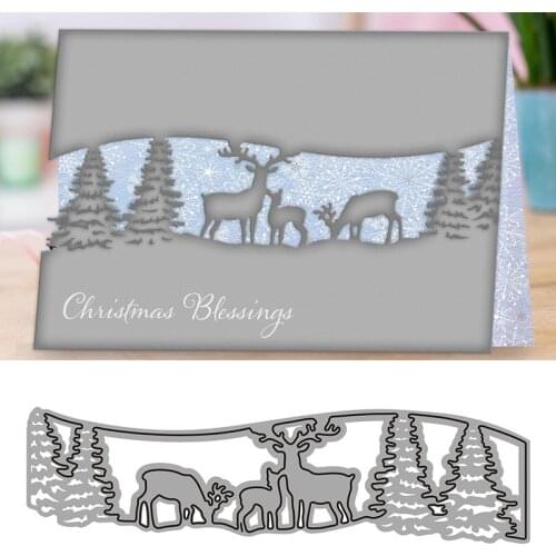 Christmas Elk and Tree Lace Metal Cutting Dies Stencil Scrapbooking Embossing 2021 New Christmas Craft Dies Diy Molds