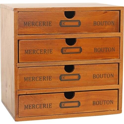 Jewelry Box Makeup brush Holder Retro Multi-layer Wooden Desktop Drawer Storage Box Cabinet Organizer Supplies