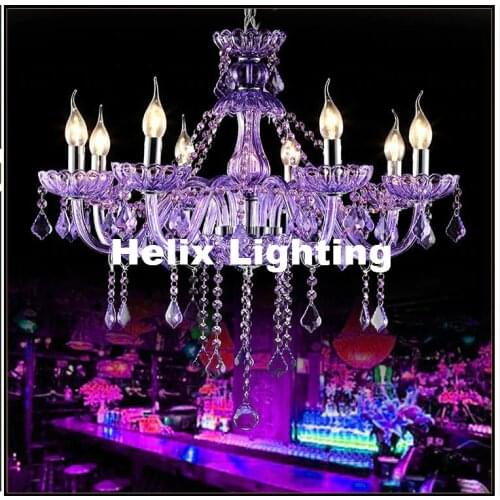 Art Decoration Modern Purple K9 Crystal Chandelier Lustre Crystal Chandelier Lustres De Cristal Chandelier E14 LED AC Guaranteed