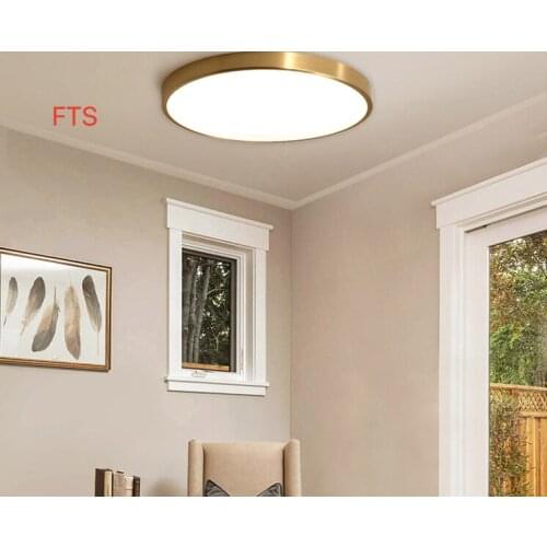 Ultra-thin led ceiling lamp bedroom lamp living room lamp bathroom aisle American copper ceiling lamp balcony lamp round