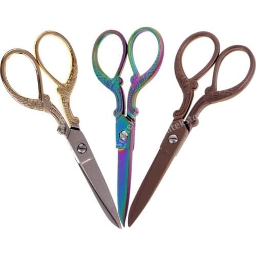 Handicraft Stainless Steel Vintage Sewing Scissors Embroidery Fabric Dressmaking Shears for DIY Crafts Cut Tools