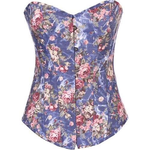Vintage Floral Court Corset Underbust Women Luxurious Corset Top Curve Body Shaper Chain Slimming Firm Waist Bustiers With Thong