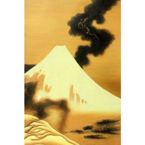 Japanese Landscape Wall Art Picture Oil Painting The Dragon of Smoke Escaping from Mt Fuji by Katsushika Hokusai Hand Painted