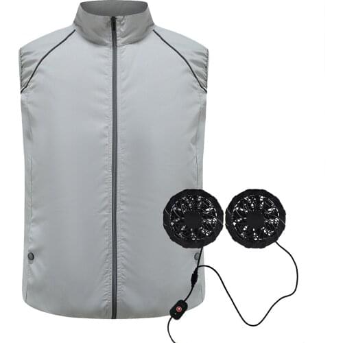 Summer Cooling Fan Air Conditioning Heatstroke Outdoor Working Reflective Vest Summer Men Jacket Sleeveless Outdoor Clothes