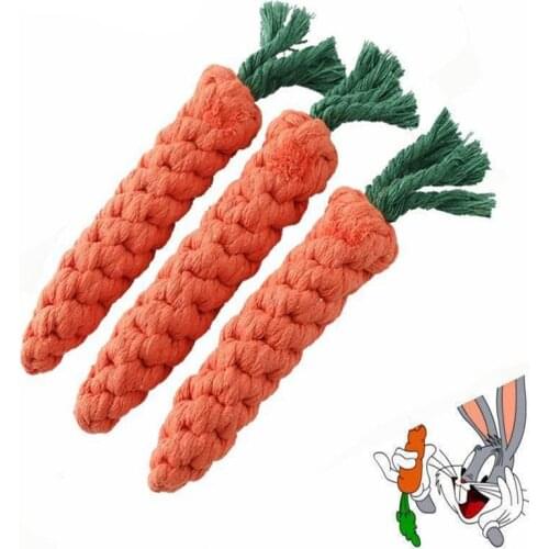 1pc Carrot Shape Pet Dog Toys Dog Chew Toys Durable Braided Bite Resistant Puppy Rabbit Cat Molar Cleaning Teeth Cotton Rope Toy