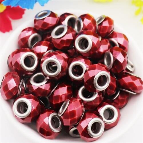 10Pcs Metal Color Round Cut Faceted European Beads Spacer Charm fit Pandora Bracelet Bangle Necklace for DIY Jewelry Making